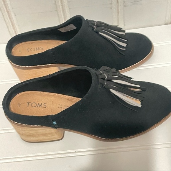 TOMS Black Leila Slip On Heeled Mule 609 - Picture 5 of 10